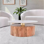 Meridian Furniture, Table basse en bois d'acacia naturel Stonewood