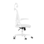 MAYEERTY Chaise de bureau ergonomique - Avec appui-tête, accoudoirs relevables et support lombaire réglable (Blanc)