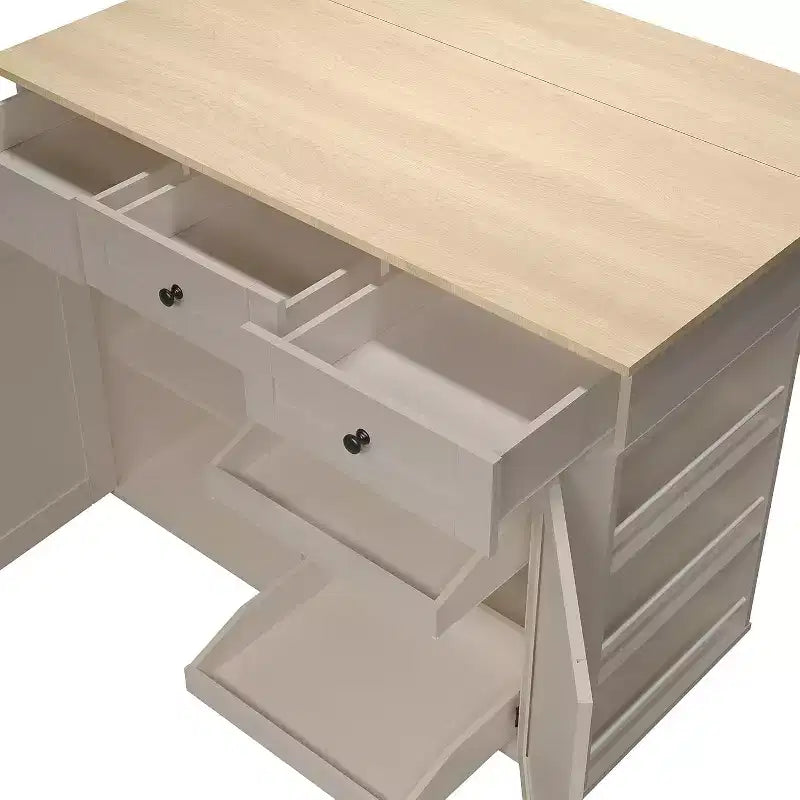 Îlot de cuisine avec tiroirs, chariot de cuisine roulant avec prise de courant, îlot mobile en bois massif sur roulettes avec armoire de rangement et tiroirs
