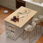Îlot de cuisine avec tiroirs, chariot de cuisine roulant avec prise de courant, îlot mobile en bois massif sur roulettes avec armoire de rangement et tiroirs