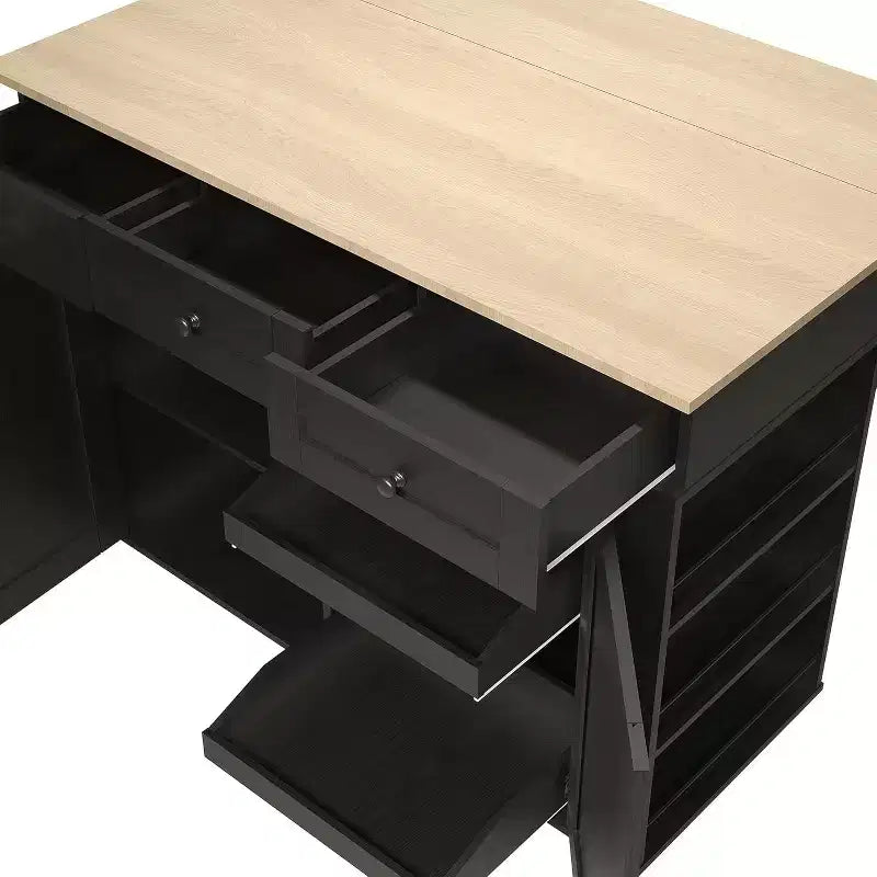 Îlot de cuisine avec tiroirs, chariot de cuisine roulant avec prise de courant, îlot mobile en bois massif sur roulettes avec armoire de rangement et tiroirs