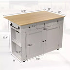 Îlot de cuisine avec tiroirs, chariot de cuisine roulant avec prise de courant, îlot mobile en bois massif sur roulettes avec armoire de rangement et tiroirs