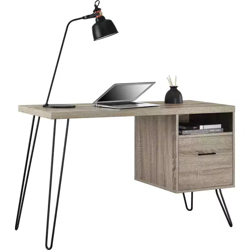 GDFStudio Virginia - Bureau d'ordinateur moderne de 45 pouces avec tiroir et pieds en métal
