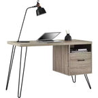 GDFStudio Virginia - Bureau d'ordinateur moderne de 45 pouces avec tiroir et pieds en métal