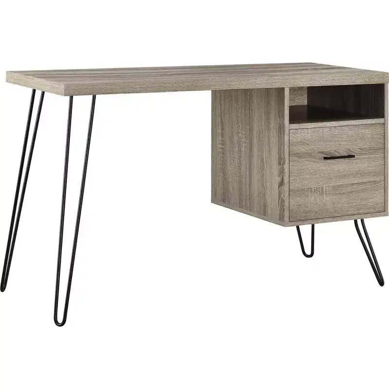 GDFStudio Virginia - Bureau d'ordinateur moderne de 45 pouces avec tiroir et pieds en métal