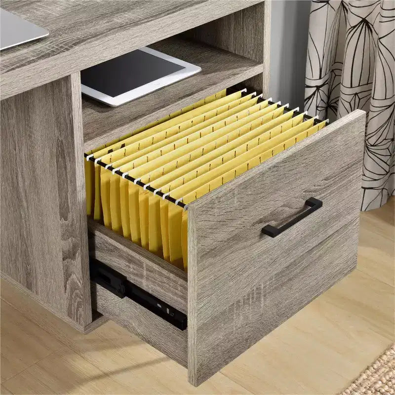 GDFStudio Virginia - Bureau d'ordinateur moderne de 45 pouces avec tiroir et pieds en métal