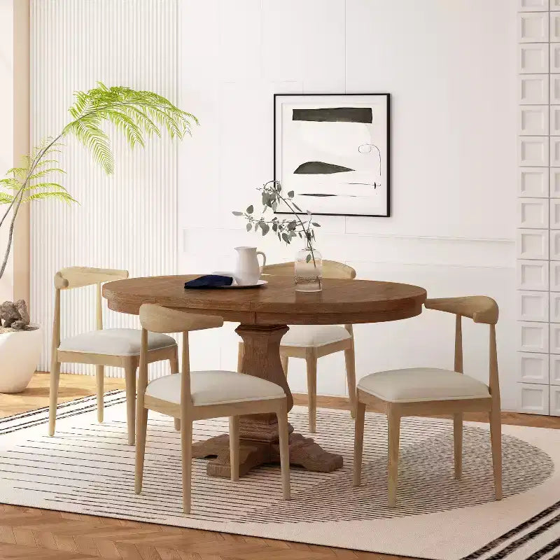 Christopher Knight Home Cotterell Ensemble de salle à manger 5 pièces extensible en bois et tissu contemporain