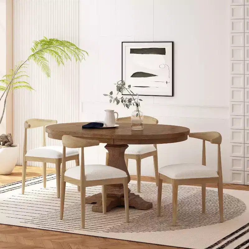 Christopher Knight Home Cotterell Ensemble de salle à manger 5 pièces extensible en bois et tissu contemporain