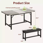 Table de salle à manger pour 4-6 personnes, table de cuisine et banc extensibles de 160 cm, ensemble de table rectangulaire avec cadre métallique et 2 bancs rembourrés pour salle à manger, appartement