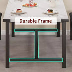 Table de salle à manger pour 4-6 personnes, table de cuisine et banc extensibles de 160 cm, ensemble de table rectangulaire avec cadre métallique et 2 bancs rembourrés pour salle à manger, appartement