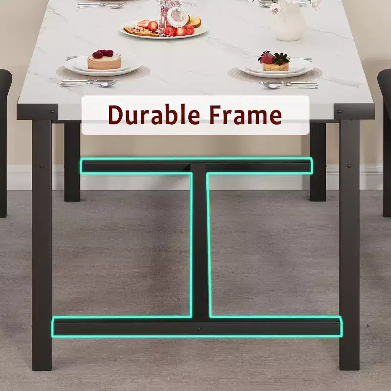 Table de salle à manger pour 4-6 personnes, table de cuisine et banc extensibles de 160 cm, ensemble de table rectangulaire avec cadre métallique et 2 bancs rembourrés pour salle à manger, appartement