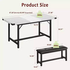 Table de salle à manger pour 4-6 personnes, table de cuisine et banc extensibles de 160 cm, ensemble de table rectangulaire avec cadre métallique et 2 bancs rembourrés pour salle à manger, appartement