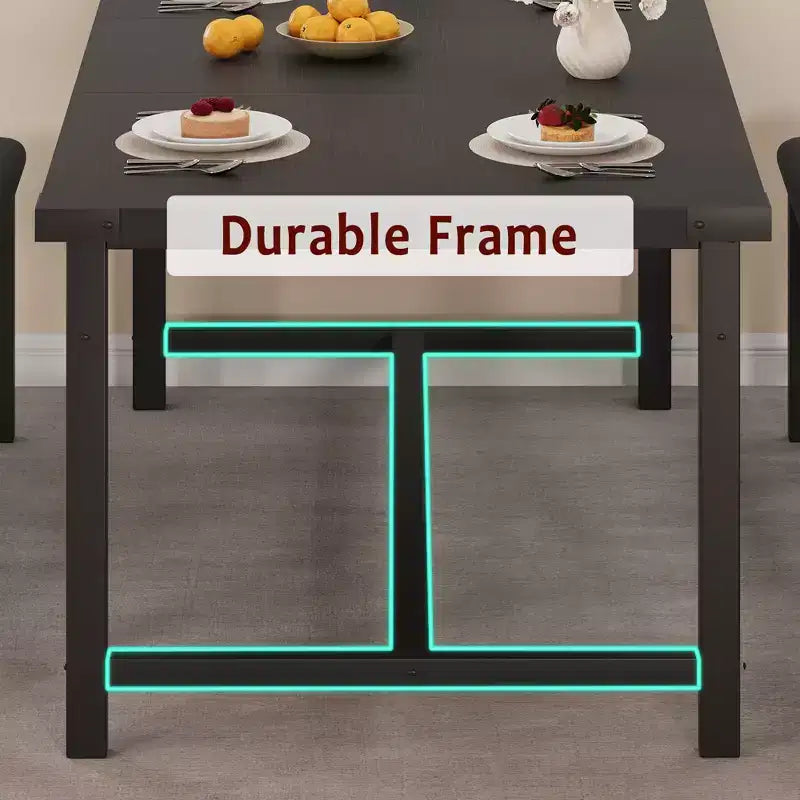 Table de salle à manger pour 4-6 personnes, table de cuisine et banc extensibles de 160 cm, ensemble de table rectangulaire avec cadre métallique et 2 bancs rembourrés pour salle à manger, appartement