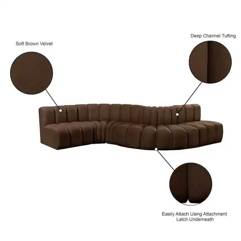 Meridian Furniture, Canapé modulable Arc en velours