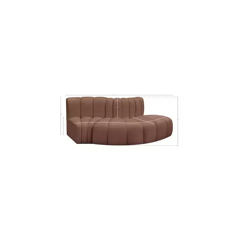 Meridian Furniture, Canapé Modulable Arc en Cuir Vegan Cognac