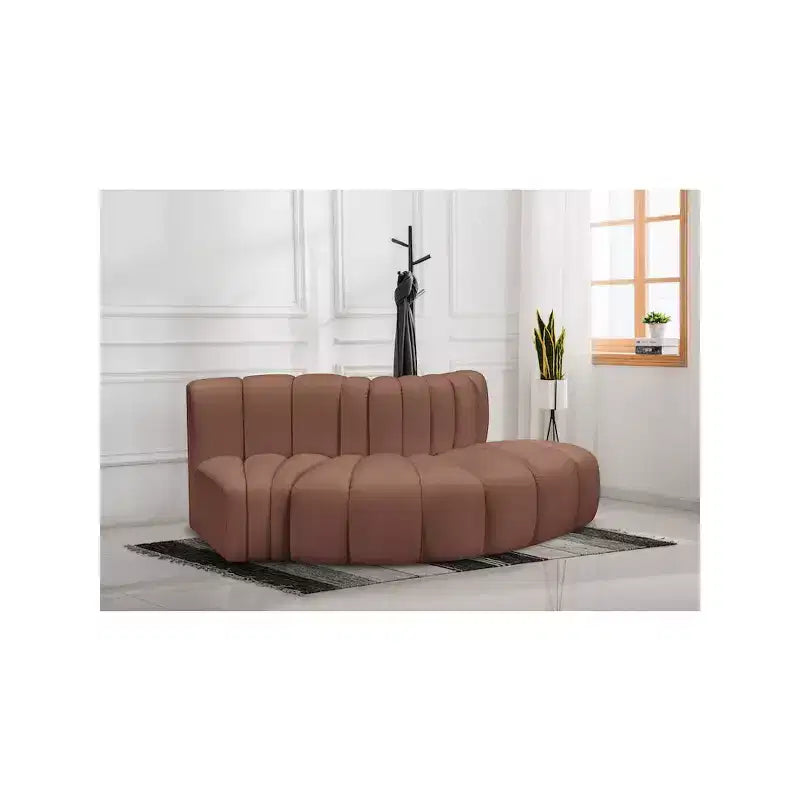 Meridian Furniture, Canapé Modulable Arc en Cuir Vegan Cognac