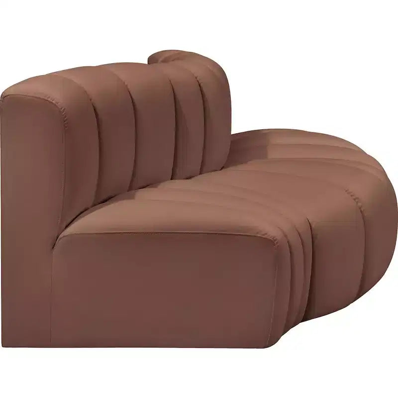 Meridian Furniture, Canapé Modulable Arc en Cuir Vegan Cognac