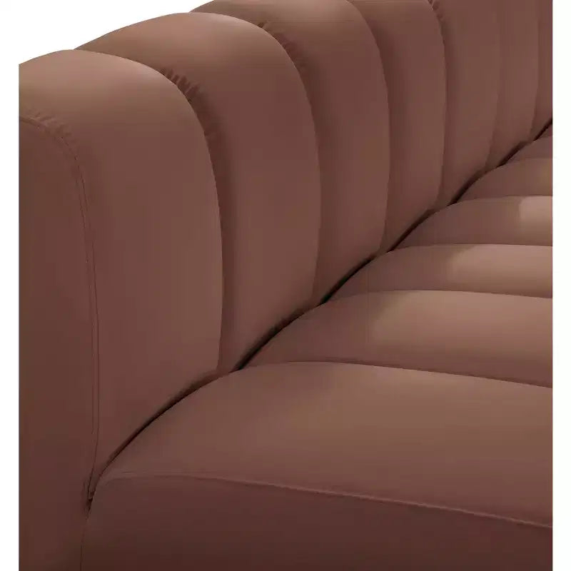 Meridian Furniture, Canapé Modulable Arc en Cuir Vegan Cognac