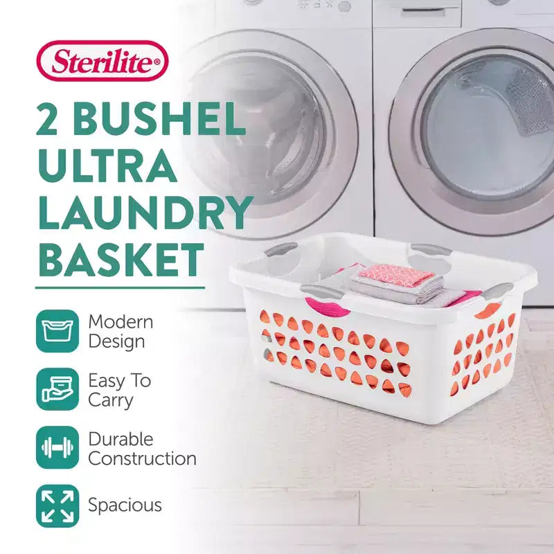 Panier à linge Sterilite Ultra, Panier en plastique de 70 litres avec poignées, Paquet de 8