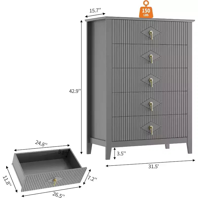 Commode cannelée moderne, commode en bois à 3/5/6/7 tiroirs pour chambre à coucher, commode de rangement moderne, meuble de rangement pour salon, entrée