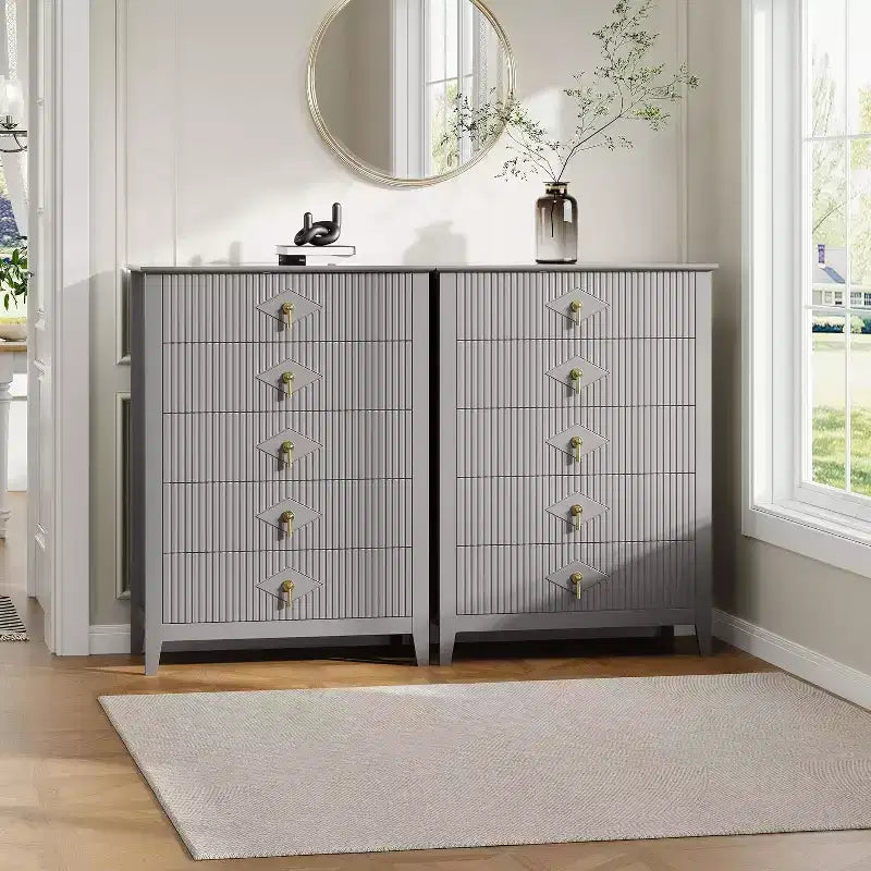 Commode cannelée moderne, commode en bois à 3/5/6/7 tiroirs pour chambre à coucher, commode de rangement moderne, meuble de rangement pour salon, entrée