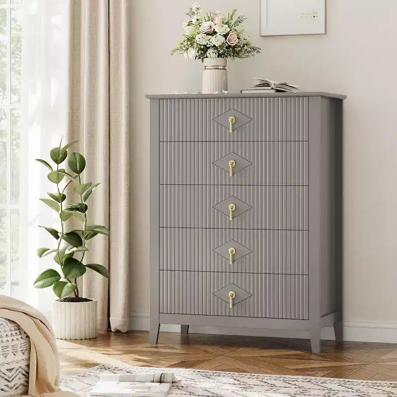 Commode cannelée moderne, commode en bois à 3/5/6/7 tiroirs pour chambre à coucher, commode de rangement moderne, meuble de rangement pour salon, entrée