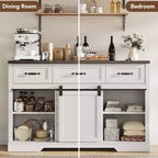 Commode à 6 tiroirs avec rangement, commode et chiffonnier de style campagnard avec portes coulissantes de grange, armoire de rangement en bois pour chambre à coucher, salon