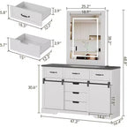 Commode à 6 tiroirs avec rangement, commode et chiffonnier de style campagnard avec portes coulissantes de grange, armoire de rangement en bois pour chambre à coucher, salon