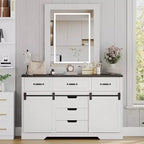 Commode à 6 tiroirs avec rangement, commode et chiffonnier de style campagnard avec portes coulissantes de grange, armoire de rangement en bois pour chambre à coucher, salon