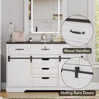 Commode à 6 tiroirs avec rangement, commode et chiffonnier de style campagnard avec portes coulissantes de grange, armoire de rangement en bois pour chambre à coucher, salon