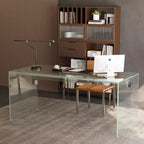 Gaoyangjiaju 53 Bureau Moderne Transparent en Acrylique - Table d'Écriture Minimaliste Transparente avec Accents Chromés - Bureau d'Ordinateur Chic pour la Maison - Transparent