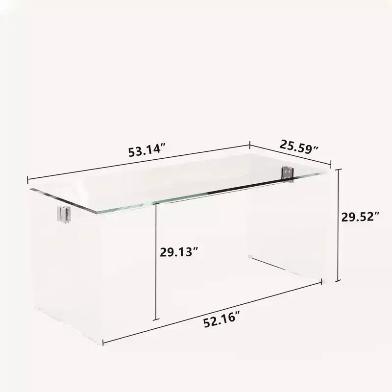 Gaoyangjiaju 53 Bureau Moderne Transparent en Acrylique - Table d'Écriture Minimaliste Transparente avec Accents Chromés - Bureau d'Ordinateur Chic pour la Maison - Transparent