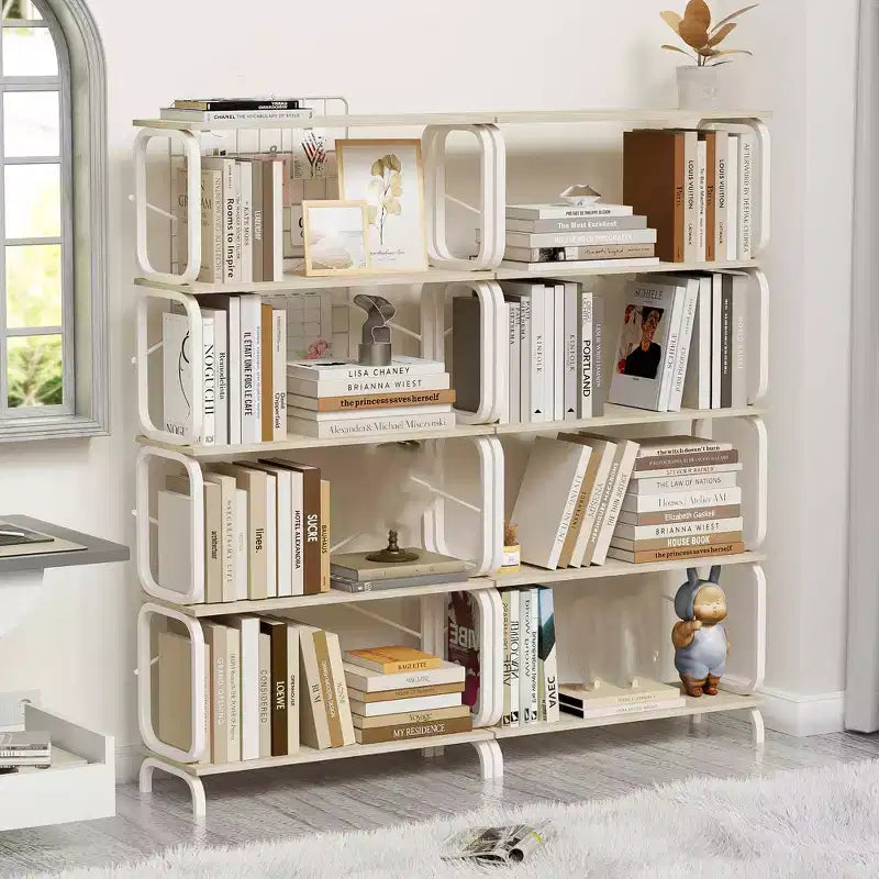 Étagère haute sur pied, bibliothèque ouverte vintage à 5 niveaux, organisateur de bibliothèque haute industriel pour salon, chambre à coucher, bureau à domicile