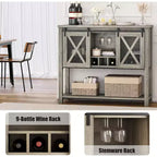 Meuble de bar de ferme COZONY avec porte-verres à vin - Buffet avec porte de grange pour cuisine, salle à manger et salon
