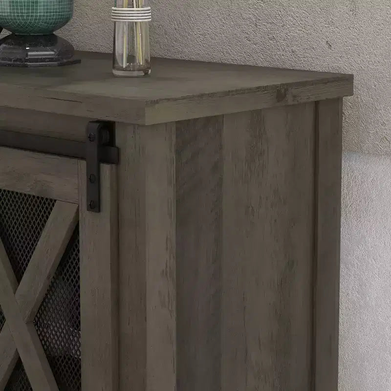 Meuble de bar de ferme COZONY avec porte-verres à vin - Buffet avec porte de grange pour cuisine, salle à manger et salon