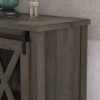 Meuble de bar de ferme COZONY avec porte-verres à vin - Buffet avec porte de grange pour cuisine, salle à manger et salon
