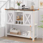 Meuble de bar de ferme COZONY avec porte-verres à vin - Buffet avec porte de grange pour cuisine, salle à manger et salon