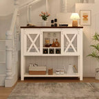 Meuble de bar de ferme COZONY avec porte-verres à vin - Buffet avec porte de grange pour cuisine, salle à manger et salon