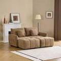 Karl Home |77 in.W Round Arm Boucle L-shaped American Tufed Sofa in Green with Ottoman