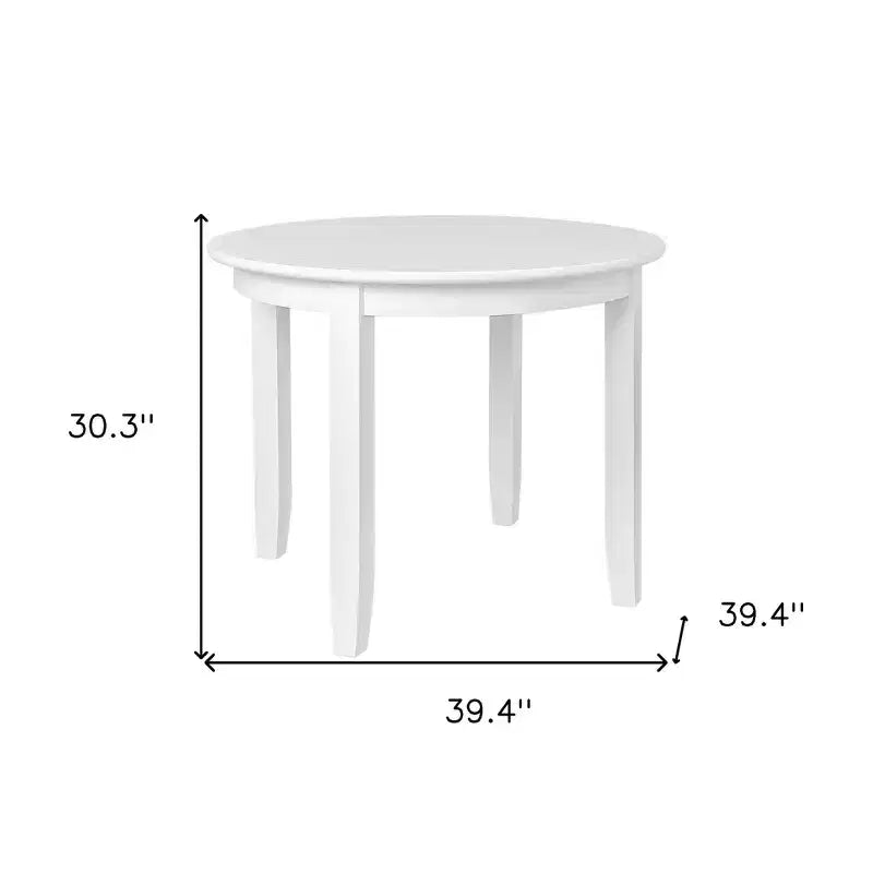 HomeRoots Table de salle à manger ronde 39 po en bois massif blanc