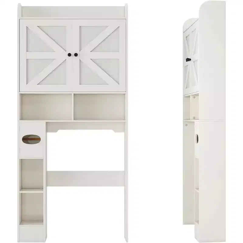 Meuble de rangement au-dessus des toilettes, organisateur de salle de bain de style ferme avec porte-papier toilette et étagère réglable