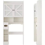 Meuble de rangement au-dessus des toilettes, organisateur de salle de bain de style ferme avec porte-papier toilette et étagère réglable