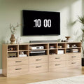 2PCS Wood Dresser for Bedroom with Adjustable Shelves, Modern Chests of Drawers with Open Storage, TV Stand for Living Room, Hallway