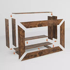 Table console Homy Casa avec étagère ouverte pour entrée ou salon, marron rustique