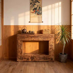Table console Homy Casa avec étagère ouverte pour entrée ou salon, marron rustique