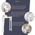 Étagère de rangement Derby pour toilettes, 94 cm de hauteur, organisateur de salle de bain peu encombrant, moderne et autoportant pour articles de toilette et serviettes, blanc
