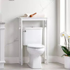 Étagère de rangement Derby pour toilettes, 94 cm de hauteur, organisateur de salle de bain peu encombrant, moderne et autoportant pour articles de toilette et serviettes, blanc