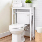 Étagère de rangement Derby pour toilettes, 94 cm de hauteur, organisateur de salle de bain peu encombrant, moderne et autoportant pour articles de toilette et serviettes, blanc
