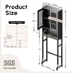 Meuble de rangement au-dessus des toilettes, Organisateur de salle de bain avec portes en verre trempé