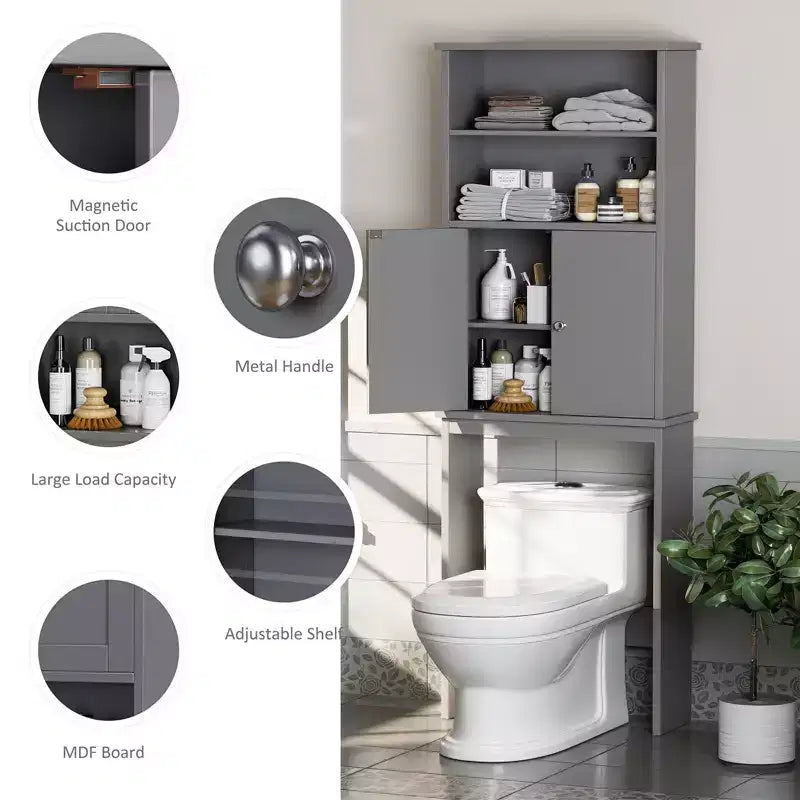 Étagères de rangement au-dessus des toilettes